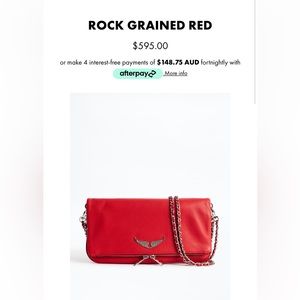 Zadig & Voltaire Garnet Red Leather Foldable Rock Clutch In Burgundy